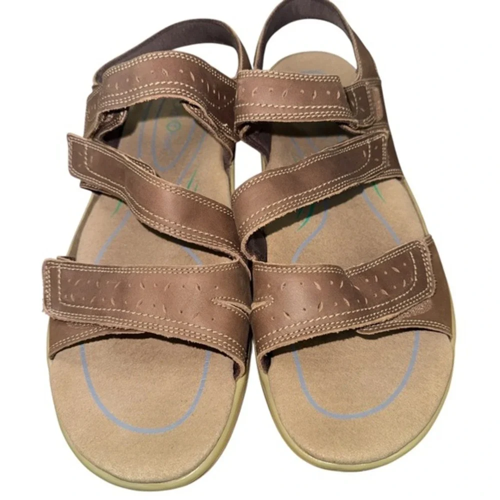 Orthofeet 932 Mens 12D WIDE Brown‎ Leather Adjustable Straps Comfort Sandals